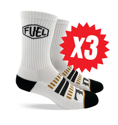 Socks - 3 Pack Crew - Scribble Shield WHT - Fuel - Fuel Clothing Company